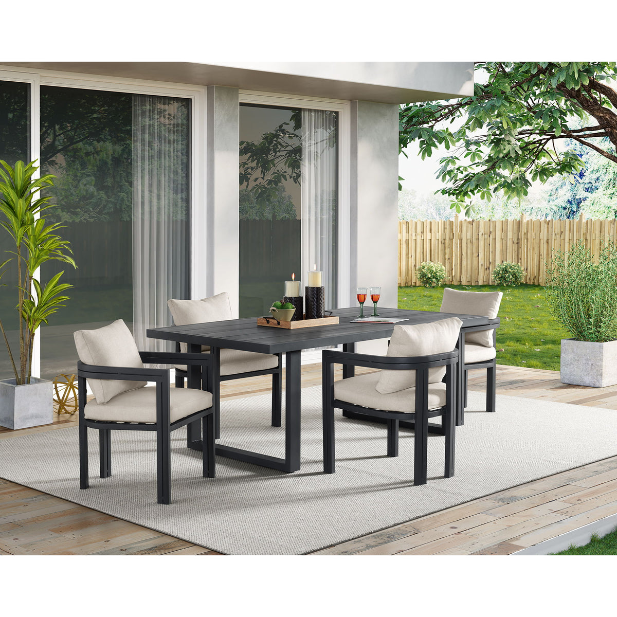 Playa Dining Table in Dark Gray / Beige by Elements International, view 9