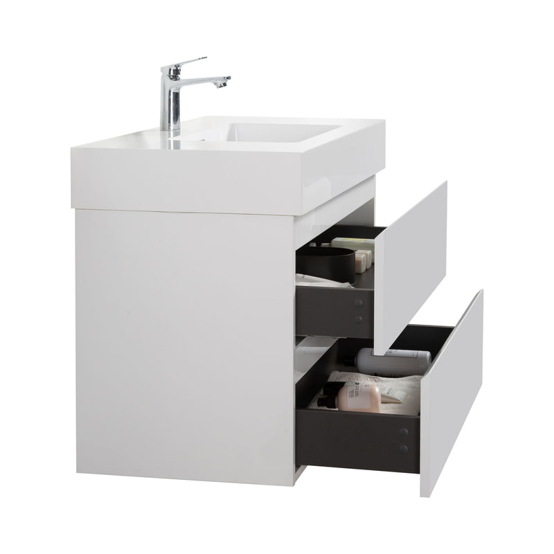 Alice - Bathroom Vanity With Large Storage, Sink Wall Mounted Floating Bathroom Vanity For Modern Bathroom, One-Piece Sink Basin Without Drain And Faucet