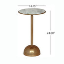 Modern Glam Aluminum Accent Table With Marble Table Top - Antique Brass / White