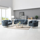Nakendra - Loveseat With 2 Pillows - Cobalt Blue Chenille