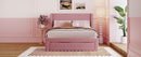 Full Size Storage Bed Velvet Upholstered Platform Bed with a Big Drawer - Pink
