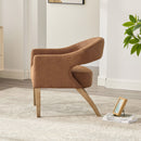Upholstered Open Back Armchair With Weathered Rubberwood Legs