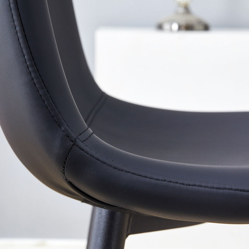 Modern Black Pu Bar Chair Rounded Backrest (Set of 2)