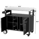 Outdoor Grill Cart With Storage, Rolling Bar Cart With Hooks And Spice Rack Stainless Steel