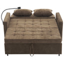 Pull-Out Sleeper Sofa With Reversible Backrest Cushion, Side Pockets, 2 USB Ports And A Phone Holder For Living Room