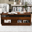 Modern Rectangle Coffee Table With 4 Drawers And 2 Display Shelves