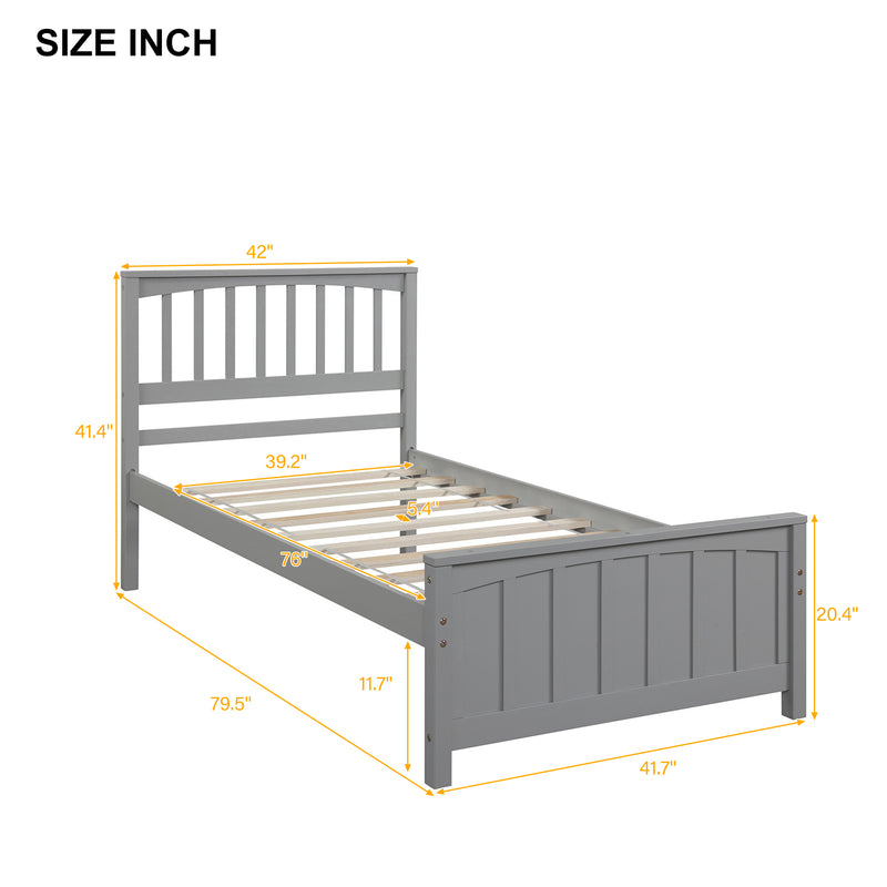 Wood Platform Bed Twin size Platform Bed, Gray