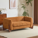 Contemporary Boucle Sherpa Sofa With Birch Wood Legs