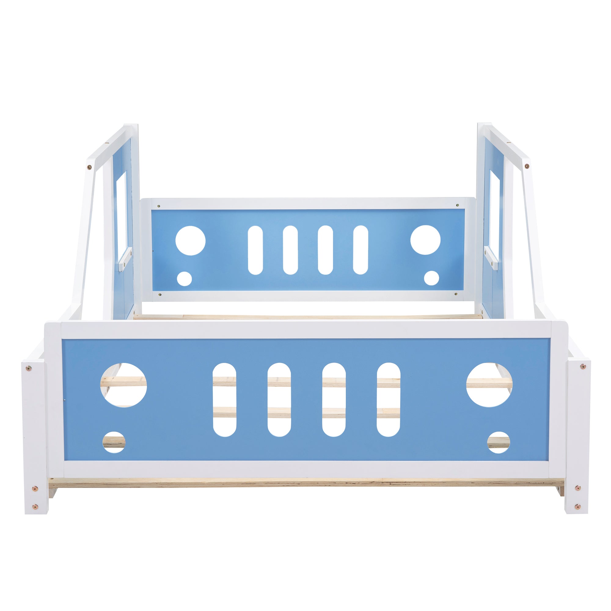 Full Size Classic Car-Shaped Platform Bed with Wheels,Blue - Atlantic Fine Furniture Melbourne FL