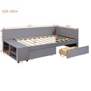 L Shaped Upholstered Platform Bed With Storage And Drawers