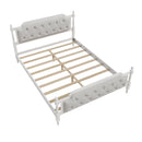 Traditional Style Solid Bed Frame With Upholstered Tufted Headboard, No Box Spring Needed