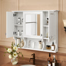 Wall Mounted Bathroom Medicine Wall Cabinet With Mirror & Open Shelves