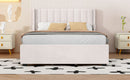 Full Size Upholstered Bed with 4 Drawers, Beige