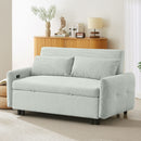 Pull-Out 2 Seat Modern Sleeper Sofa With 2 Throw Pillows And USB Ports