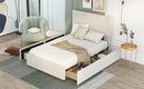 Full Size Upholstery Platform Bed with Four Drawers on Two Sides, Adjustable Headboard, Beige(Old SKU: WF291773AAA)