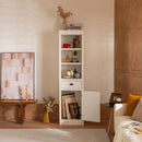 Retro Style 75'' Tall Display Shelf With Cabinet For Hallways Living Room Kitchen - White