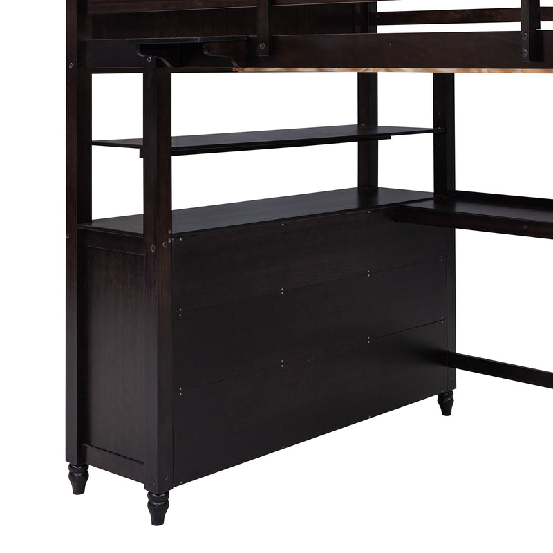 Loft Bed With Drawers With Desk And Shelves