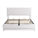 Upholstered Bed With Hydraulic Storage System And LED Light, With Sockets And USB Ports