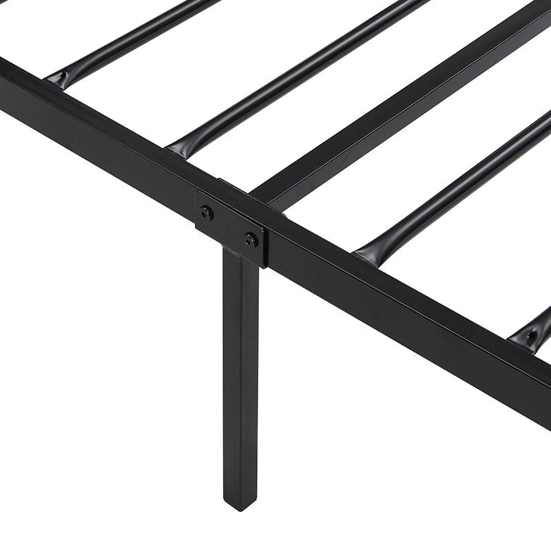 Twin Size Metal Bed Sturdy System, Modern Style And Comfort To Any Bedroom - Black