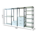 Fiona - Freestanding Walk In Wood Closet System & Metal Frame Durable Storage Solution Melamine - White
