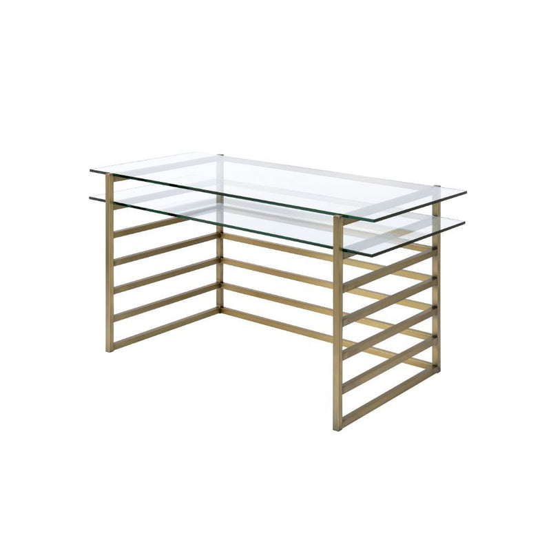 Shona - Desk - Antique Gold & Clear Glass - Atlantic Fine Furniture Inc