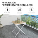 Modern Folding Square Table, Water Proof And Wear Resistant - Apricot / White