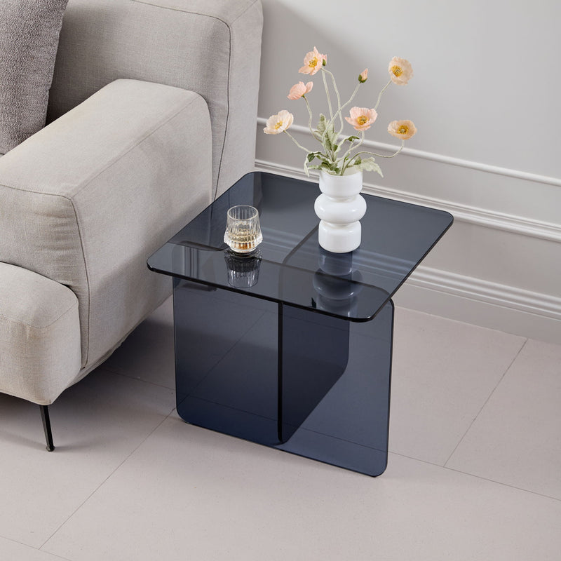 Modern Transparent Tempered Glass Sidetable