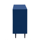 Side Cabinet With Adjustable Shelves And Geometric Door Panels - Navy Blue