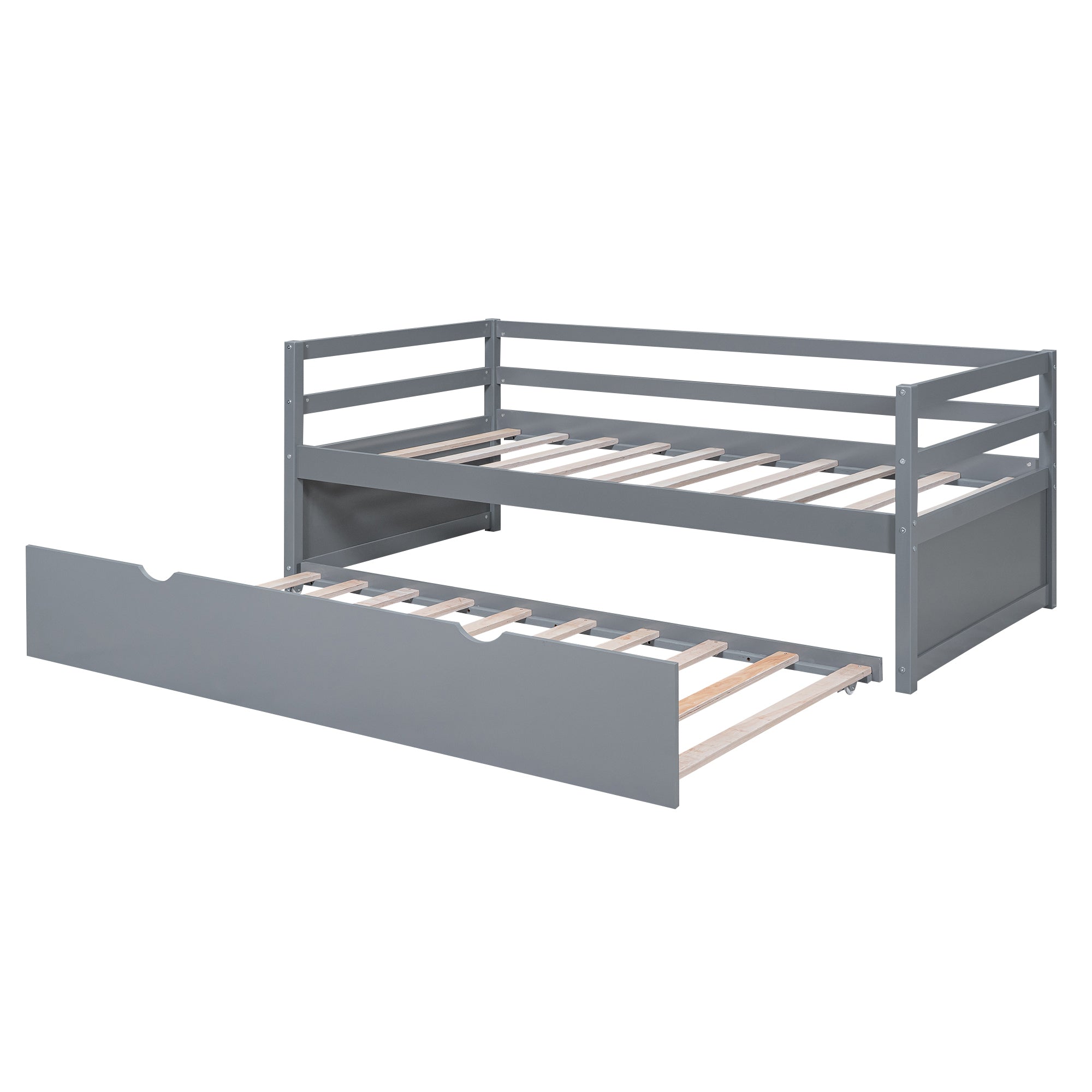 Twin Size Wood Daybed with Twin Size Trundle, Gray - Atlantic Fine Furniture Melbourne FL
