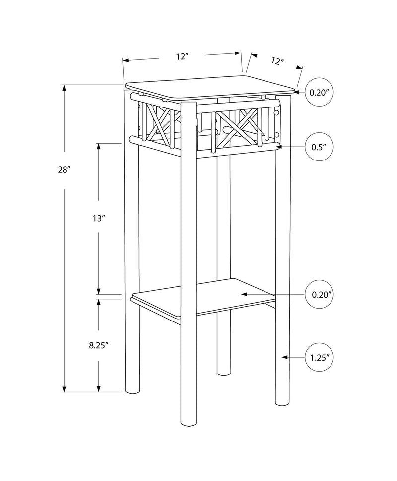 Accent Table Plant Stand Square For Living Room Tempered Glass