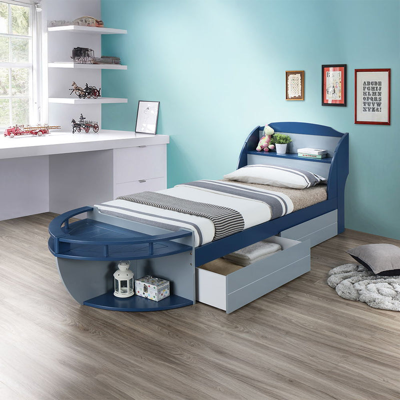 Neptune II - Twin Bed - Gray & Navy - Atlantic Fine Furniture Inc