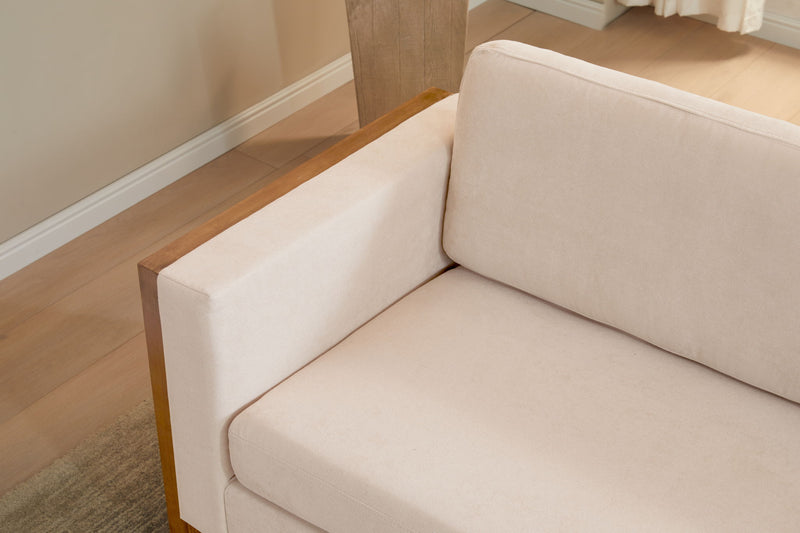 Modern Sofa With Solid Wood Legs, 3 Seater