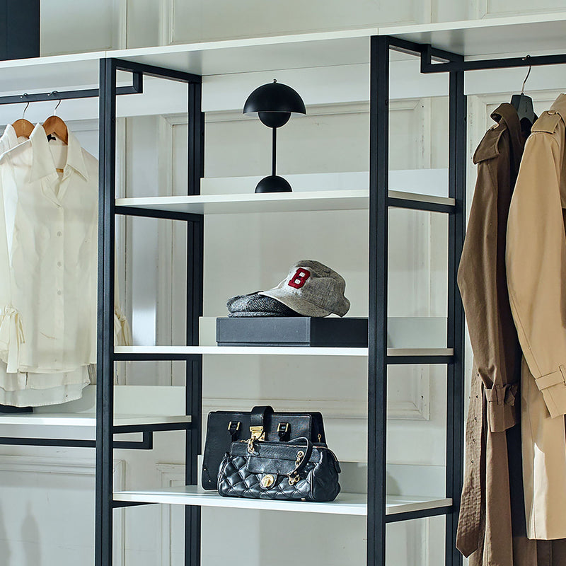 Fiona - Freestanding Walk In Wood Closet System With Metal Frame Durable Storage Solution Melamine - White