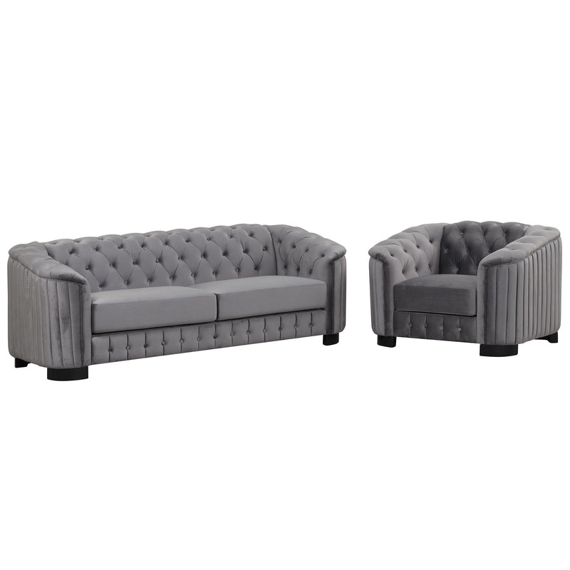 3 Piece Sofa Sets Modern With Rubber Wood Legs, Velvet Upholstered Couches Sets Including Three Seat Sofa, Loveseat And Single Chair For Living Room Furniture Set