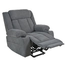 Power Lift Recliner Chair With Extended Footrest, Remote Control, Cup Holders, And Side Pockets