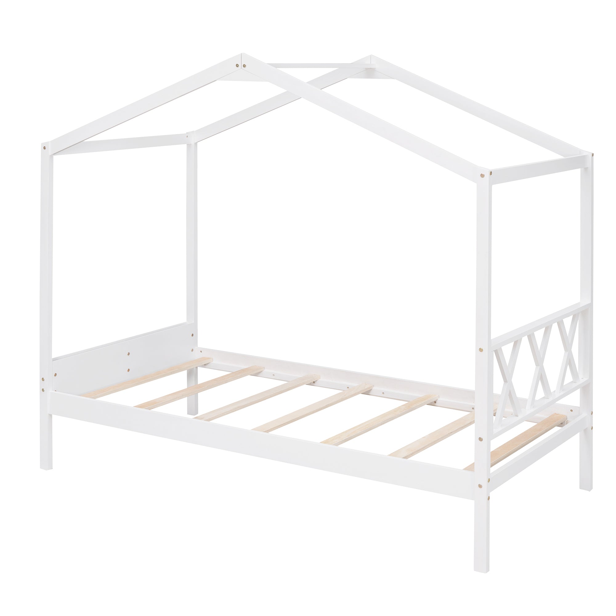 Twin Size Wood House Bed with Storage Space, White(OLD SKU: LP000001AAK) - Atlantic Fine Furniture Melbourne FL