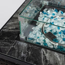 Propane Gas Square Fire Pit, Tile Tabletop With Beautiful Wicker Base For Outside