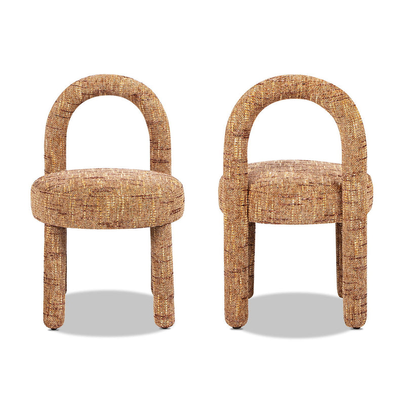 Penny - Round Arched Upholstered Dining Side Chair (Set of 2) - Golden Rust Orange