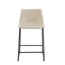 Vintage Style Armless Industrial Counter Stool With Metal Legs And Footrest For Kitchen Island, Cafe, Pub, Bar Counter (Set of 2) - Cream / Black