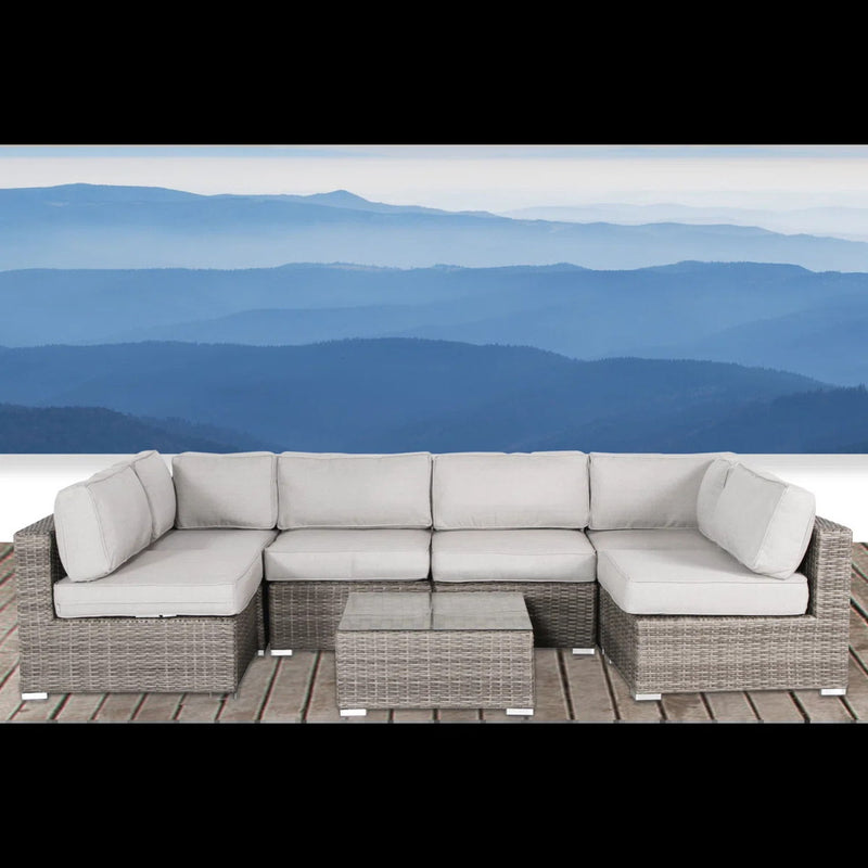 Patio Seating Set With Cushions, Handwoven With Rust Proof Frame - Gray Mix