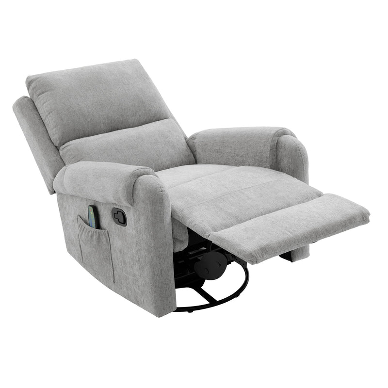 Manual Recliner Massage Chair With Swivel Rocker, 8 Massage Modes, Side Storage Pocket