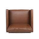 Faux Leather Club Chair With Birch Tapered Legs - Light Brown