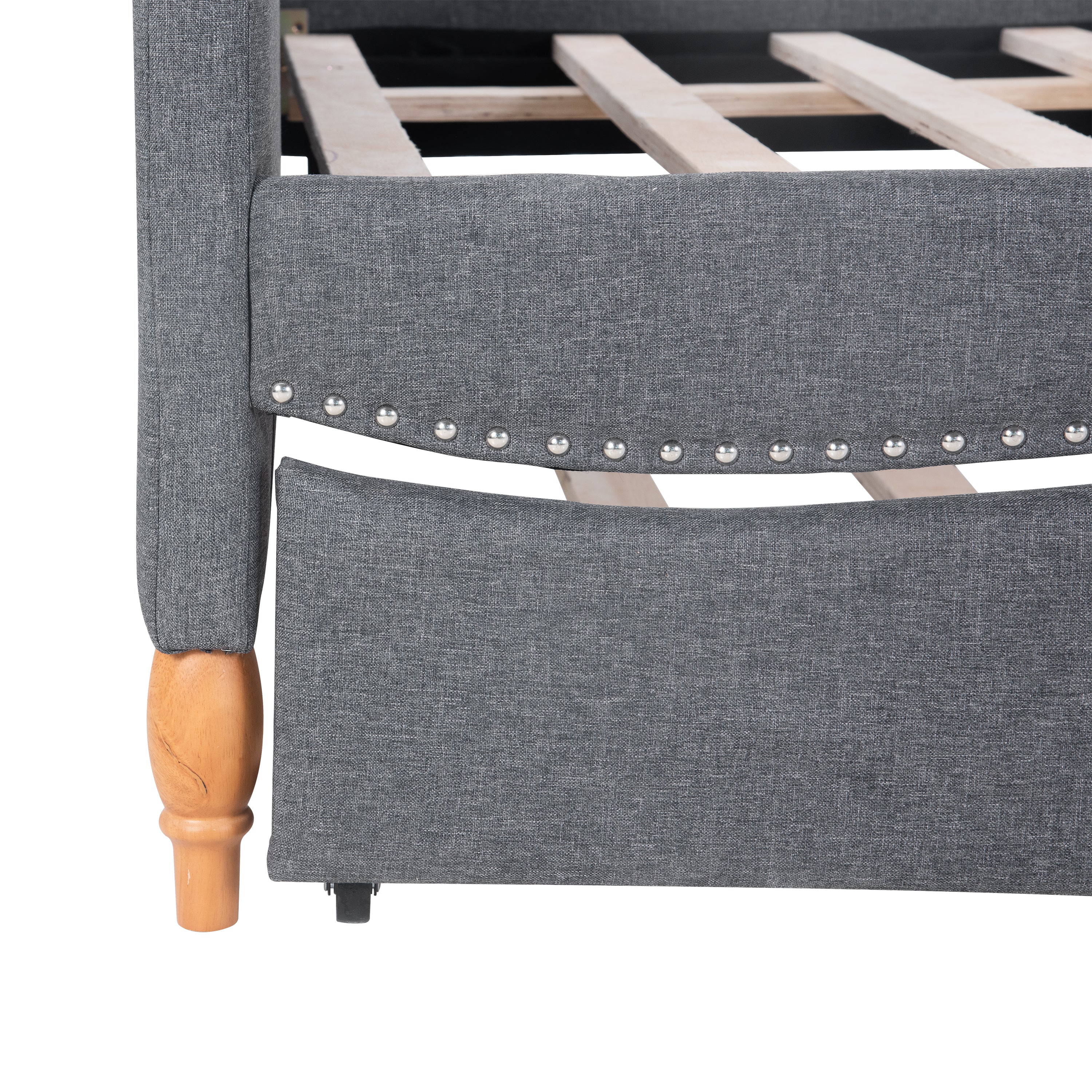 Full Size Vintage Upholstery Daybed with Trundle,Gray - Atlantic Fine Furniture Melbourne FL