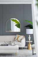Arched Mirror With Metal Frame, Wall Mirror For Living Room Bedroom Entryway
