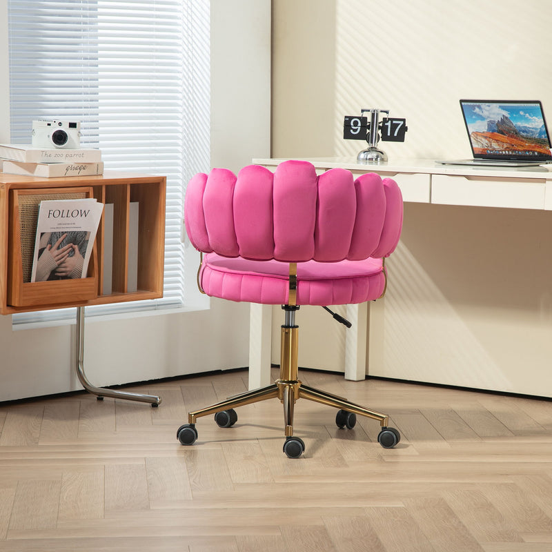 Modern Velvet Home Office Desk Chair With Adjustable Height And Swivel Wheels