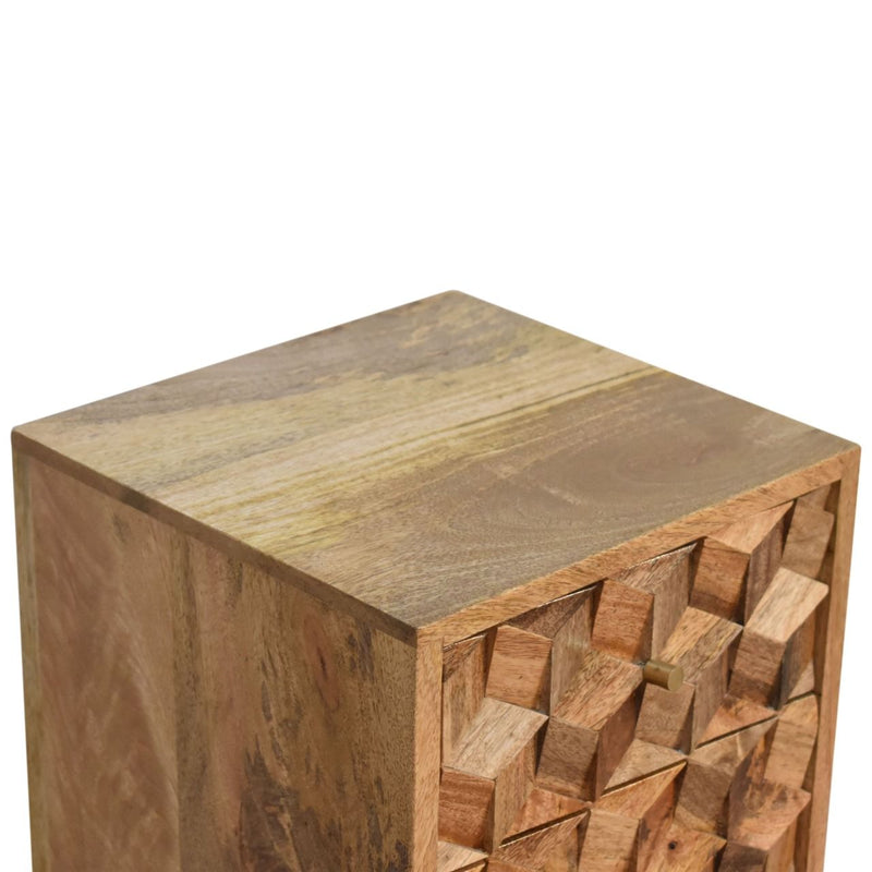 Mini Cube Carved 2 Drawer Nightstand