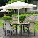 All Weather 7 Piece Patio Dining Table Set With Umbrella Hole - Brown / Gray