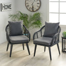Outdoor Accent Chair With Aluminum Frame And Rattan Seating