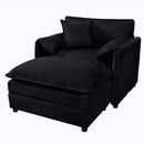 Oversized Chair With Movable Ottoman, Soft Upholstered Lounge Chair