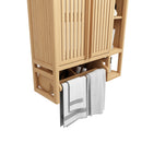 Elegant Bamboo Wall Mounted Bathroom Cabinet With Storage For Toiletries And Towels - Neutral